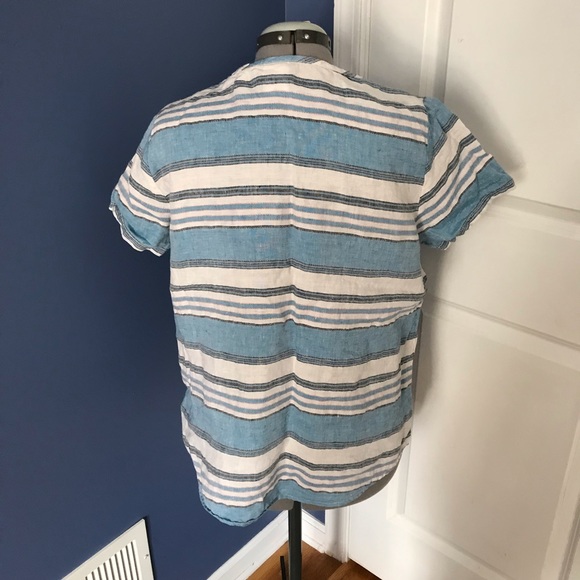 100% linen striped tee from C&C California sz L - Picture 2 of 3